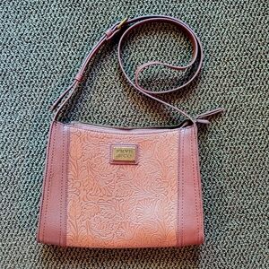 EUC Frye & Co Faux Leather Embossed Design Crossbody